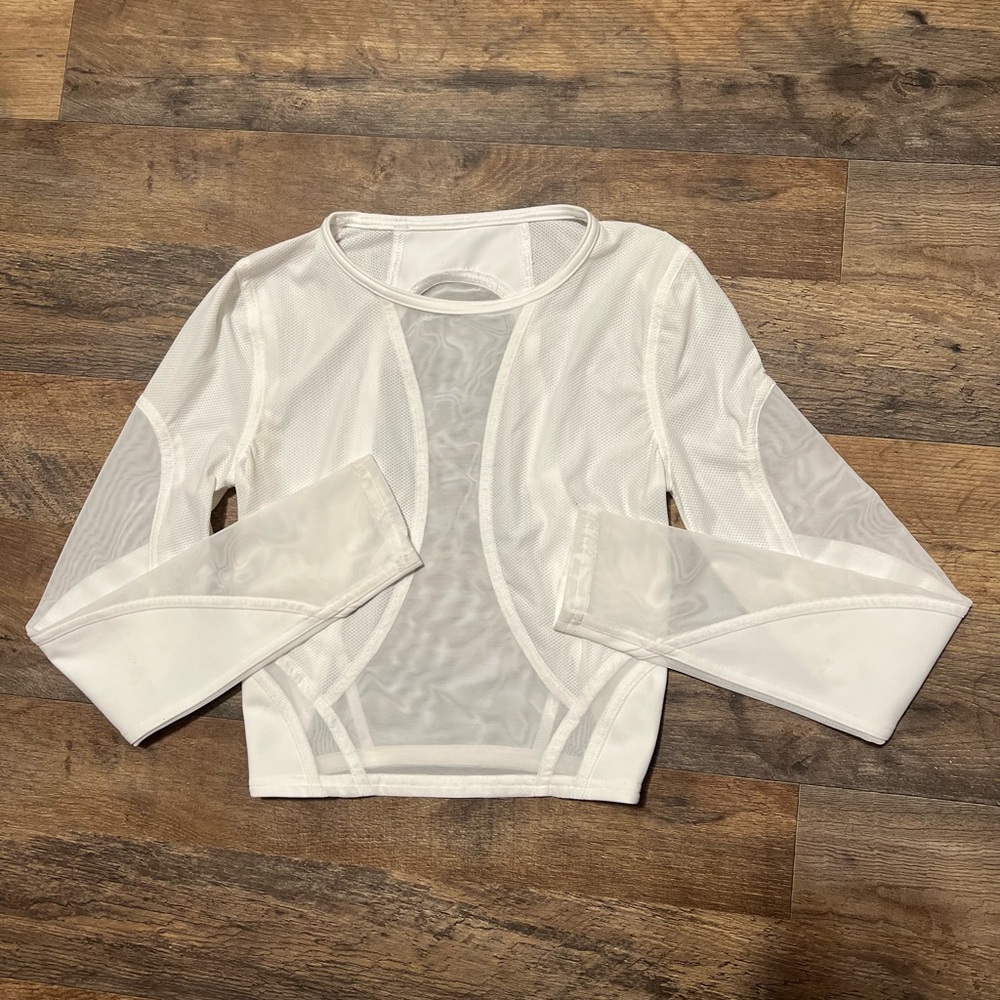 White Lululemon Mesh Panelled Training Long Sleeve Shirt